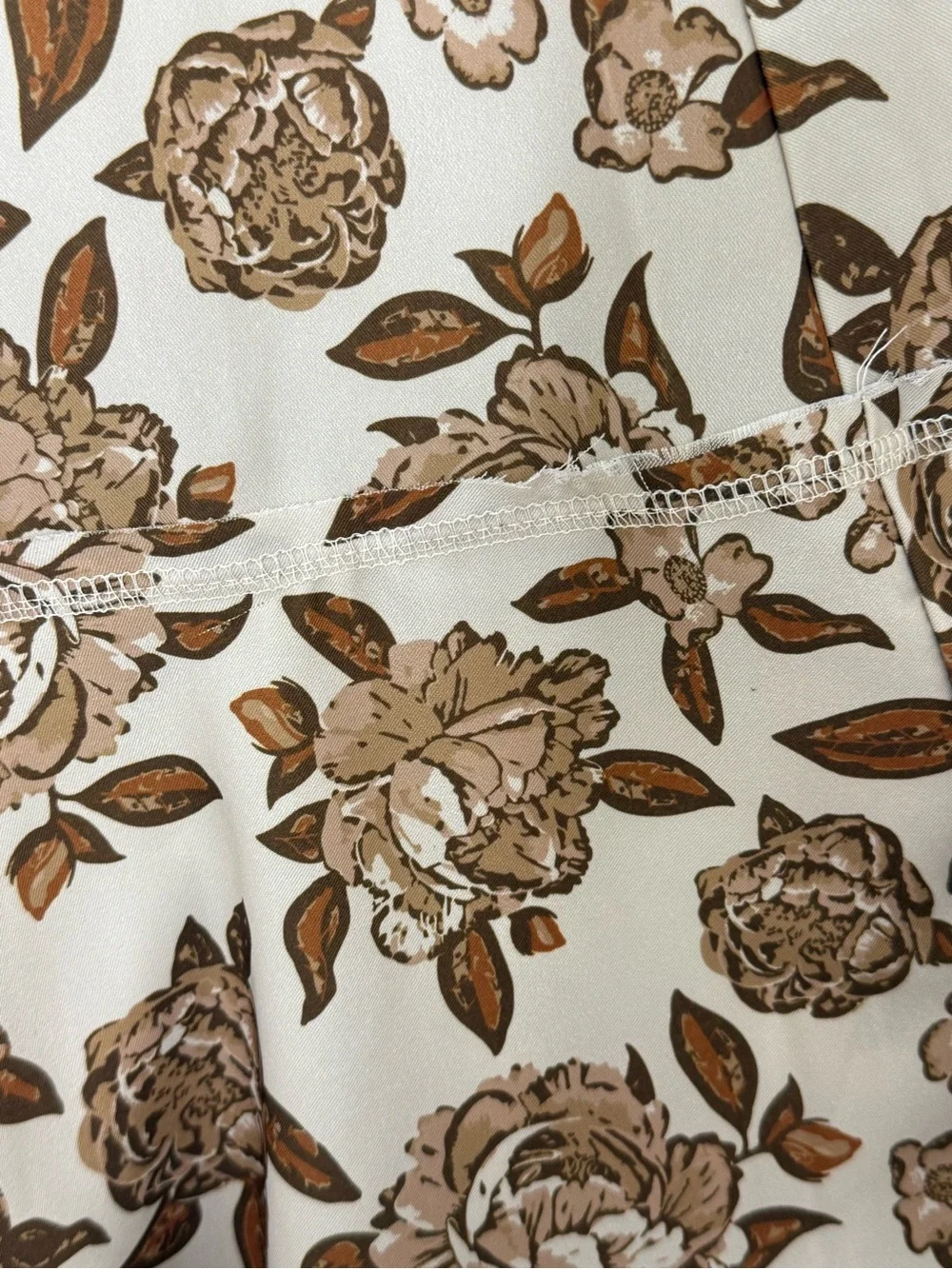 Neutral Floral Midi Skirt Romantic Cottagecore A-Line Skirt - Picture 7 of 12